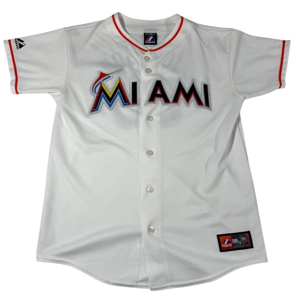 Youth Vintage Florida Marlins Josh Johnson #55 Majestic MLB Jersey XL Made USA